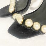 Jeffrey Campbell Size 7 Black Suede Lindsay White Pearl Studded Suede Heels Photo 2
