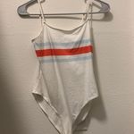 Pink and Blue Striped White Bodysuit Photo 0