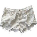 We The Free FREE PEOPLE High Waist Distressed Relaxed White Jean Shorts Sz 28 Photo 0