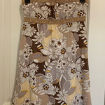 Loft Ann Taylor women’s brown yellow cream strapless built-in cami minidress S Photo 0