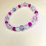 Handmade Cotton Candy pink & blue 8mm glass beaded bracelet 7-inch Photo 2