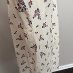 Lands' End Button-Up Shirt Tunic Collared Roll Tab Sleeves Floral Stretchy Cream Photo 9