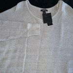 Alfani NWT  Womens Medium Metallic Silver Knit Sweater Long Sleeve Holiday Casual Photo 1