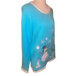 The Quacker Factory Blue Long Sleeve Light Up Long Sleeve Sweater Size Size L Photo 4