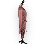 Louna Ruched Knee Length Dress Womens Medium Brown Jersey Long Sleeve V Photo 5