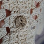 Solitaire  CREAM TEXTURED OPEN CROCHET BUTTON FRONT CARDIGAN LAYERING TOP MEDIUM Photo 5