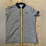 FootJoy  NBC Golf Polo Women's Size L Dark Blue White Stripe Short Sleeve Shirt Photo 8