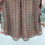 Figueroa & Flower Boho Floral Top Mixed Pattern Lace Pink Orange Tie Neck Size L Size L Photo 6