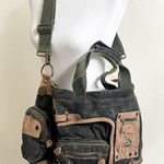 Bed Stu Canvas Multi Compartment Utility Bag Grunge Steampunk Y2K Green Black Photo 0