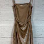 Love Squared Dress Womens S tan glittery Mini Slip Backless Club Party NWT Photo 4