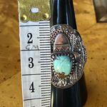 Natural Blue Moon Turquoise Sterling Silver Cowboy Ring Size 8 Photo 6