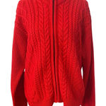 G.H. Bass & Co Red Cable Knit Wool Zip Sweater Women’s M Mock Neck Classic Size M Photo 0