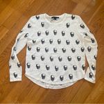 Skull Cashmere  Black White Kalissa Top Tshirt Long Sleeve Skull Print Burnout XS Photo 2