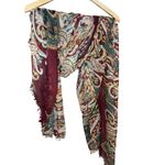 Boho paisley print lightweight scarf wrap multicolor fringe edge women OS Photo 4