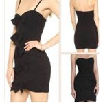 BCBGMAXAZRIA  Black Strapless Bodycon Dress Size 4 Mini Bow Cocktail Photo 1