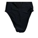 Aerie  Solid Black Lace Up Front Plunge One Piece Halter Swimsuit Maillot Size M Photo 5