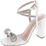 Top Moda Silver Bow White Block Heels Photo 0