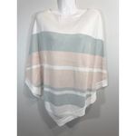 Barefoot Dreams CozyChic Ultra Lite Ocean Breeze Poncho Pink Multi Stripe OS NWT Photo 1
