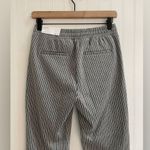 Loft  Soft Knit Tapered Pull-On Elastic Drawstring Pant Gray White Pinstripe XSP Photo 5