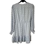 Simplee Mini Dress Light Blue Dot Long Sleeve Smocked S Small Photo 1