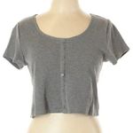Wild Fable Gray Waffle Short Sleeve Crop Top — Buttons — XS — Summer — Like New Photo 0