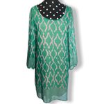 Peaches N Cream‎ Womens Dress Size Small Green Gray Lined Knit Lining Shift Photo 1