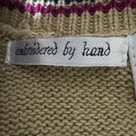 Vintage fall Squirrel Sweater Vest Ramie Cotton 90s Fall Knit small embroidered Tan Photo 1