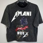 Amani Rose 2024 Acid Wash Tour Graphic Cropped TShirt Size XS Gray Photo 0