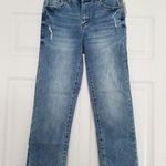 OAT NEW YORK | High Rise Distressed Straight Leg Crop Breeze Blue Jeans Size 25 Photo 0