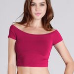 NIKIBIKI New Dark Pink Off Shoulder Short Sleeve Crop Top Photo 0