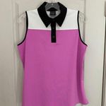 BELYN KEY White Iris Black Colorblock Sleeveless Golf Shirt Photo 8