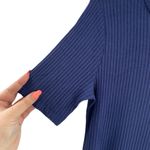 Reformation Women’s Size L Gigi Short Sleeve Mini Dress Navy Blue Rib Casual Photo 5