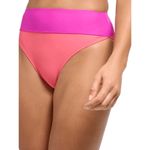 DKNY  Pink Magenta Colorblocked High-Waisted Bikini Bottoms Large NWT Photo 3