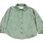 J. Jill Quilted Button Front Collar Long Sleeve Shirt Jacket Sage Green Large Photo 0