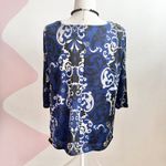 Vintage Baroque Print Top‎ Y2K 2000s 90s Grunge Sz Large Blue Photo 3
