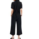 Eileen Fisher  - Black Short Sleeve Wide Leg Jumpsuit Drawstring Waist Sz S Photo 1