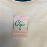 AQUA White and Teal Short Sleeve Dress Photo 4