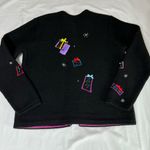 Karen Scott  Sport Women’s Black Medium Wool Satin Button Cardigan Gifts Casual Photo 7