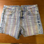 American Eagle  Outfitters Womens Denim Shorts Size 10 Striped Frayed Hem Photo 0