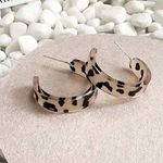 Leopard Print Hoop Earrings Brown Photo 0