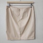 Haute Monde Faux Leather Mini Skirt Size L Cream Zip Closure Trendy Moto Photo 2