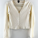 Gap  Modern Rib Long Sleeve V Neck Cardigan Top Birch Cream Medium Photo 0