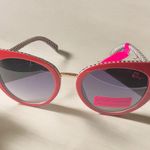 Betsey Johnson NWT--RED FRAME CAT EYE SUNGLASSES Gorgeous red frame cat eye sunglasses, red on outside, black and white on inside, brand new Photo 0