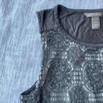 Banana Republic  Gray Scoop Neck Lace Overlay Tank Top | Size Small Photo 4