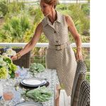 Tuckernuck Ocean Spray Cheyenne Dress Size XXL NWT Geo Print Belted Midi Blue Photo 12