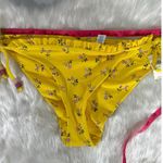 Aerie Women's Beaded Self Tie Ruffle Front Yellow Floral Prints Swimwear Bottom Photo 1
