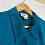 Y2K R&K Originals Plus 14 Buttoned Teal Long Sleeve Top Faux Suede Retro Funky Blue Photo 2