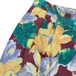 Vintage Handmade Floral Shorts Maroon Yellow Tropical Hibiscus Print High Waist Red Size 1X Photo 1