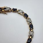 Gold & Silver Tone Sapphire Tennis Bracelet (6.75") Blue Photo 1