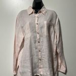Chico's  Blush Pink Linen Button Down Shirt Size 2 Large Shell Buttons Photo 2